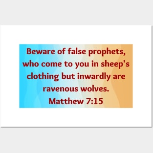 Bible Verse Matthew 7:15 Posters and Art